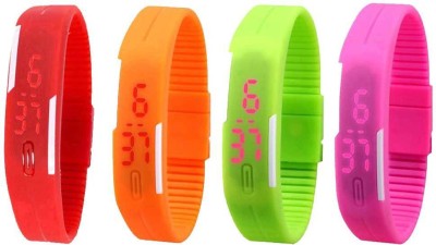 NS18 Silicone Led Magnet Band Combo of 4 Red, Orange, Green And Pink Digital Watch  - For Boys & Girls   Watches  (NS18)