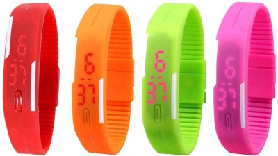 

Kissu Led Magnet Band Combo of 4 Red, Orange, Green And Pink Watch - For Men & Women