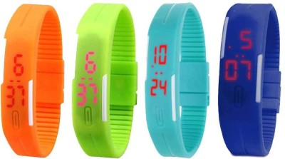 NS18 Silicone Led Magnet Band Combo of 4 Orange, Green, Sky Blue And Blue Digital Watch  - For Boys & Girls   Watches  (NS18)
