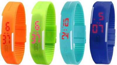 NS18 Silicone Led Magnet Band Combo of 4 Orange, Green, Sky Blue And Blue Digital Watch  - For Boys & Girls   Watches  (NS18)