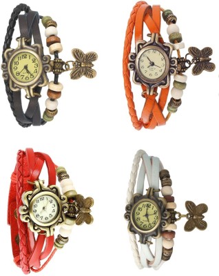 NS18 Vintage Butterfly Rakhi Combo of 4 Black, Red, Orange And White Analog Watch  - For Women   Watches  (NS18)