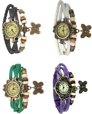 

Kissu Vintage Rakhi Combo of 4 Black, Green, White And Purple Watch - For Women