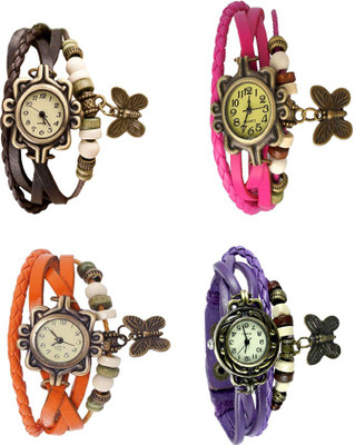 

Kissu Vintage Rakhi Combo of 4 Brown, Orange, Pink And Purple Watch - For Women