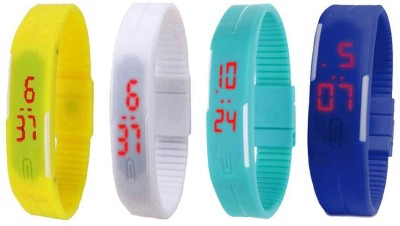 NS18 Silicone Led Magnet Band Combo of 4 Yellow, White, Sky Blue And Blue Digital Watch  - For Boys & Girls   Watches  (NS18)