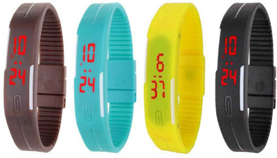 

Kissu Led Magnet Band Combo of 4 Brown, Sky Blue, Yellow And Black Watch - For Men & Women