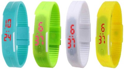 NS18 Silicone Led Magnet Band Combo of 4 Sky Blue, Green, White And Yellow Digital Watch  - For Boys & Girls   Watches  (NS18)
