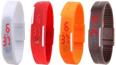 NS18 Silicone Led Magnet Band Combo of 4 White, Red, Orange And Brown Digital Watch  - For Boys & Girls   Watches  (NS18)