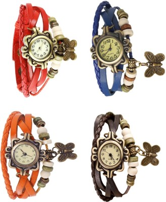 NS18 Vintage Butterfly Rakhi Combo of 4 Red, Orange, Blue And Brown Analog Watch  - For Women   Watches  (NS18)
