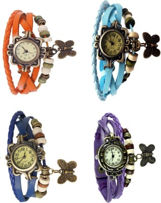NS18 Vintage Butterfly Rakhi Combo of 4 Orange, Blue, Sky Blue And Purple Analog Watch  - For Women   Watches  (NS18)