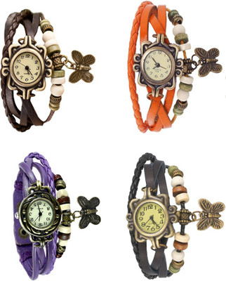 

Kissu Vintage Rakhi Combo of 4 Brown, Purple, Orange And Black Watch - For Women