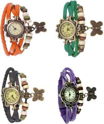 NS18 Vintage Butterfly Rakhi Combo of 4 Orange, Black, Green And Purple Analog Watch  - For Women   Watches  (NS18)