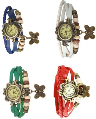 NS18 Vintage Butterfly Rakhi Combo of 4 Blue, Green, White And Red Analog Watch  - For Women   Watches  (NS18)