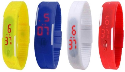 NS18 Silicone Led Magnet Band Watch Combo of 4 Yellow, Blue, White And Red Digital Watch  - For Couple   Watches  (NS18)