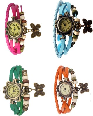 NS18 Vintage Butterfly Rakhi Combo of 4 Pink, Green, Sky Blue And Orange Analog Watch  - For Women   Watches  (NS18)