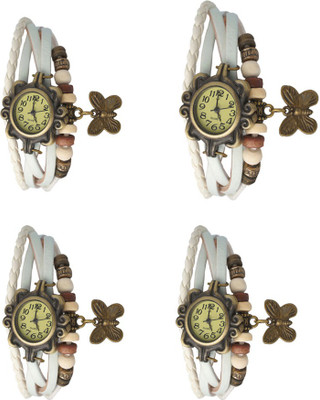 

NS18 Vintage Butterfly Rakhi Combo of 4 White Watch - For Women