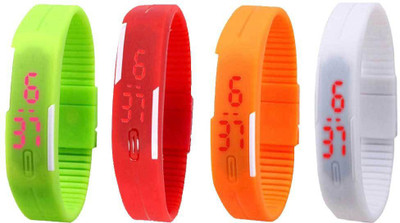 

Kissu Led Magnet Band Combo of 4 Green, Red, Orange And White Watch - For Men & Women