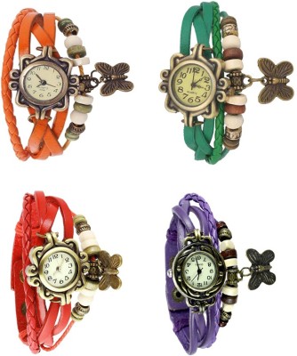 NS18 Vintage Butterfly Rakhi Combo of 4 Orange, Red, Green And Purple Analog Watch  - For Women   Watches  (NS18)