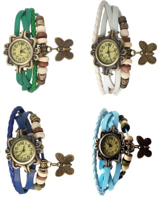 NS18 Vintage Butterfly Rakhi Combo of 4 Green, Blue, White And Sky Blue Analog Watch  - For Women   Watches  (NS18)