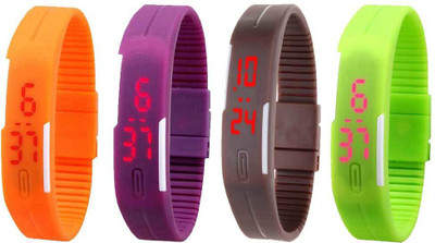 

Kissu Led Magnet Band Combo of 4 Orange, Purple, Brown And Green Watch - For Men & Women