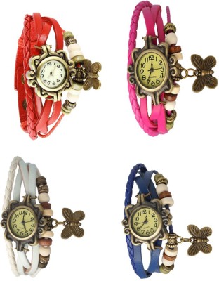 NS18 Vintage Butterfly Rakhi Combo of 4 Red, White, Pink And Blue Analog Watch  - For Women   Watches  (NS18)