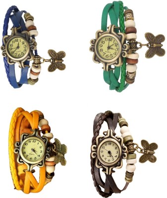 NS18 Vintage Butterfly Rakhi Combo of 4 Blue, Yellow, Green And Brown Watch  - For Women   Watches  (NS18)