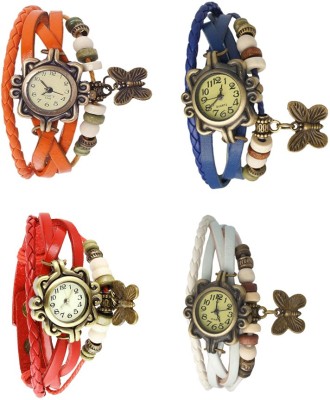 NS18 Vintage Butterfly Rakhi Combo of 4 Orange, Red, Blue And White Analog Watch  - For Women   Watches  (NS18)