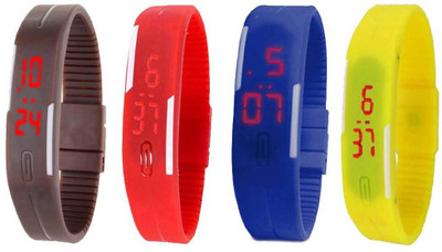 

Kissu Led Magnet Band Combo of 4 Brown, Red, Blue And Yellow Watch - For Men & Women