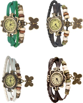 NS18 Vintage Butterfly Rakhi Combo of 4 Green, White, Black And Brown Analog Watch  - For Women   Watches  (NS18)