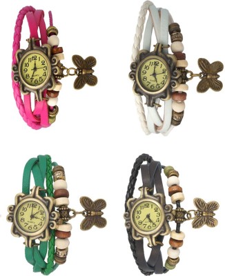 NS18 Vintage Butterfly Rakhi Combo of 4 Pink, Green, White And Black Analog Watch  - For Women   Watches  (NS18)
