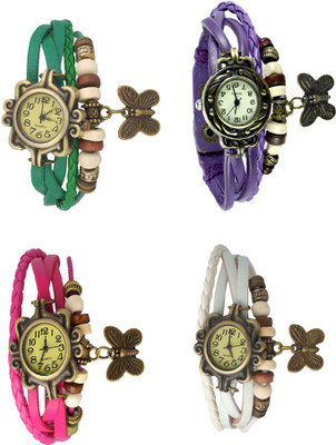 

Kissu Vintage Rakhi Combo of 4 Green, Pink, Purple And White Watch - For Women