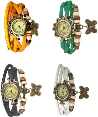 

Kissu Vintage Rakhi Combo of 4 Yellow, Black, Green And White Watch - For Women