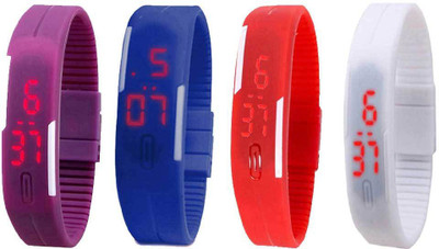 

Kissu Led Magnet Band Combo of 4 Purple, Blue, Red And White Watch - For Men & Women