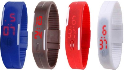 NS18 Silicone Led Magnet Band Combo of 4 Blue, Brown, Red And White Digital Watch  - For Boys & Girls   Watches  (NS18)
