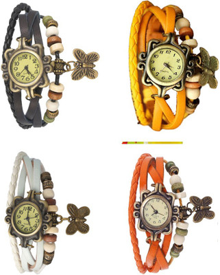 

NS18 Vintage Butterfly Rakhi Combo of 4 Black, White, Yellow And Orange Watch - For Women