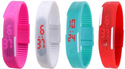 NS18 Silicone Led Magnet Band Watch Combo of 4 Pink, White, Sky Blue And Red Digital Watch  - For Couple   Watches  (NS18)