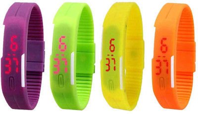 

Kissu Led Magnet Band Combo of 4 Purple, Green, Yellow And Orange Watch - For Men & Women