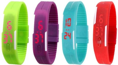 NS18 Silicone Led Magnet Band Watch Combo of 4 Green, Purple, Sky Blue And Red Digital Watch  - For Couple   Watches  (NS18)