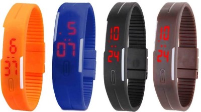 NS18 Silicone Led Magnet Band Combo of 4 Orange, Blue, Black And Brown Digital Watch  - For Boys & Girls   Watches  (NS18)