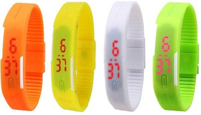 NS18 Silicone Led Magnet Band Combo of 4 Orange, Yellow, White And Green Digital Watch  - For Boys & Girls   Watches  (NS18)