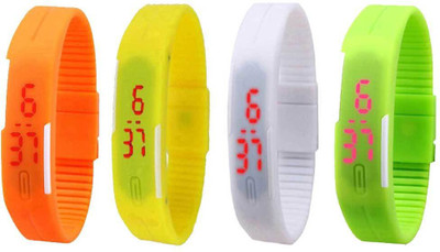 

Kissu Led Magnet Band Combo of 4 Orange, Yellow, White And Green Watch - For Men & Women