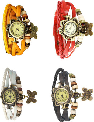 

NS18 Vintage Butterfly Rakhi Combo of 4 Yellow, White, Red And Black Watch - For Women