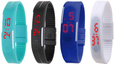 

Kissu Led Magnet Band Combo of 4 Sky Blue, Black, Blue And White Watch - For Men & Women