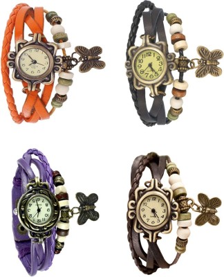 NS18 Vintage Butterfly Rakhi Combo of 4 Orange, Purple, Black And Brown Analog Watch  - For Women   Watches  (NS18)