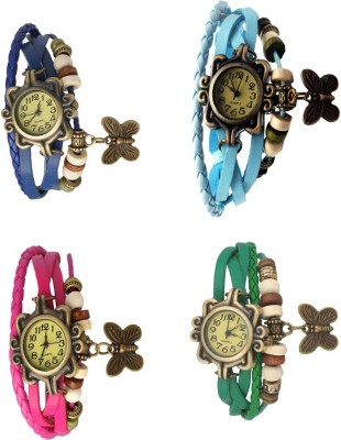 NS18 Vintage Butterfly Rakhi Combo of 4 Blue, Pink, Sky Blue And Green Analog Watch  - For Women   Watches  (NS18)