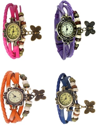 NS18 Vintage Butterfly Rakhi Combo of 4 Pink, Orange, Purple And Blue Analog Watch  - For Women   Watches  (NS18)