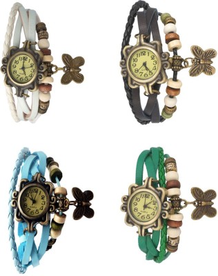 NS18 Vintage Butterfly Rakhi Combo of 4 White, Sky Blue, Black And Green Analog Watch  - For Women   Watches  (NS18)