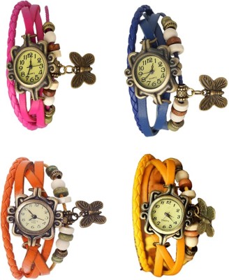 NS18 Vintage Butterfly Rakhi Combo of 4 Pink, Orange, Blue And Yellow Analog Watch  - For Women   Watches  (NS18)