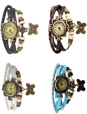 NS18 Vintage Butterfly Rakhi Combo of 4 Black, White, Brown And Sky Blue Analog Watch  - For Women   Watches  (NS18)