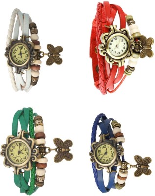 NS18 Vintage Butterfly Rakhi Combo of 4 White, Green, Red And Blue Analog Watch  - For Women   Watches  (NS18)