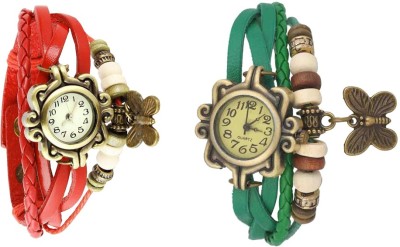 NS18 Vintage Butterfly Rakhi Watch Combo of 2 Red And Green Analog Watch  - For Women   Watches  (NS18)